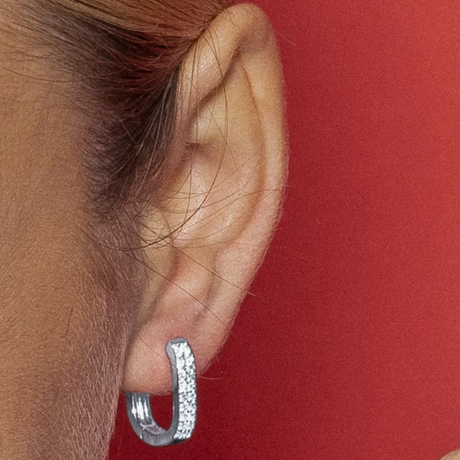 Pendientes de 10mm de diámetro con circonita acabado plata - Nebard