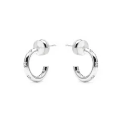 Pendientes de 14,5mm de diámetro acabado plata y circonita - Sisah