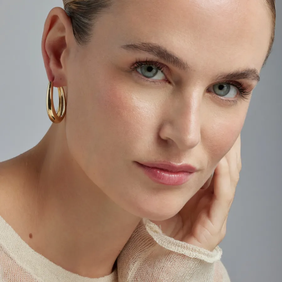 Pendientes de 31mm de diámetro acabado Oro Amarillo 18K - Aima