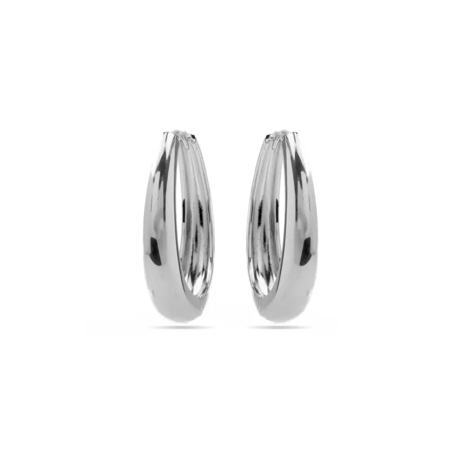 Pendientes de 31mm de diámetro acabado en rodio - Aima