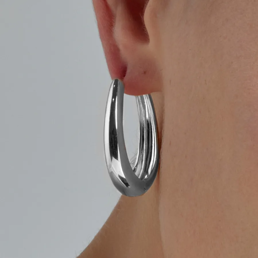 Pendientes de 31mm de diámetro acabado en rodio - Aima