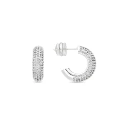 Pendientes de 17mm de diámetro acabado plata y circonita - Niras