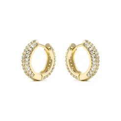Pendientes de 9mm de diámetro acabado Oro Amarillo de 18k con circonita- Lesrat