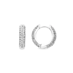Pendientes de 9mm de diámetro acabado plata y circonita - Lesrat