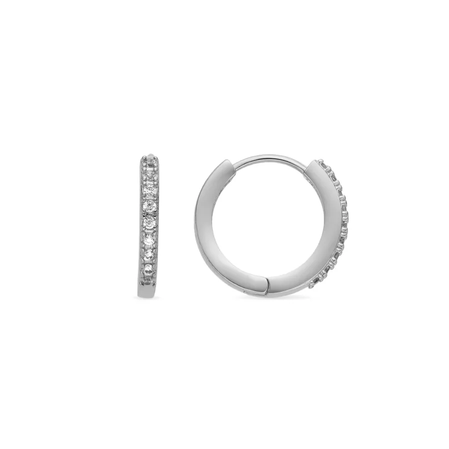 Pendientes de 12mm de diámetro con circonita acabado plata - Kadin