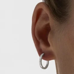 Pendientes de 12mm de diámetro con circonita acabado plata - Kadin