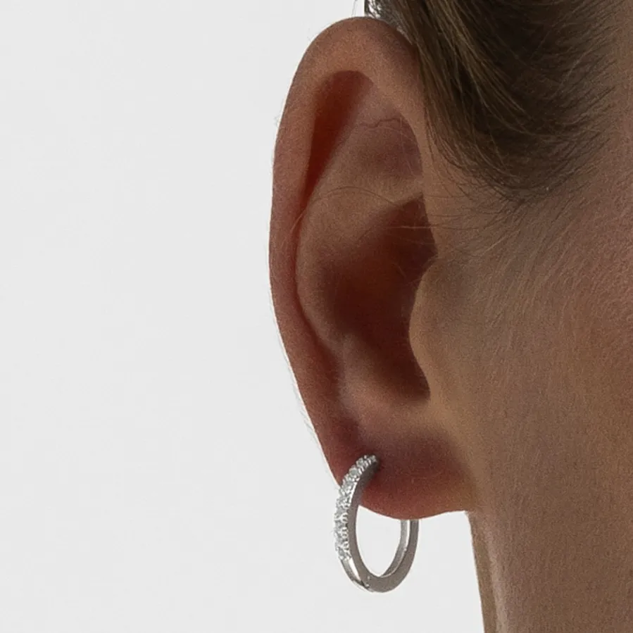 Pendientes de 12mm de diámetro con circonita acabado plata - Kadin