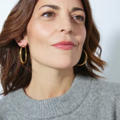 Pendientes de 41mm de diámetro acabado Oro Amarillo de 18K - Sira