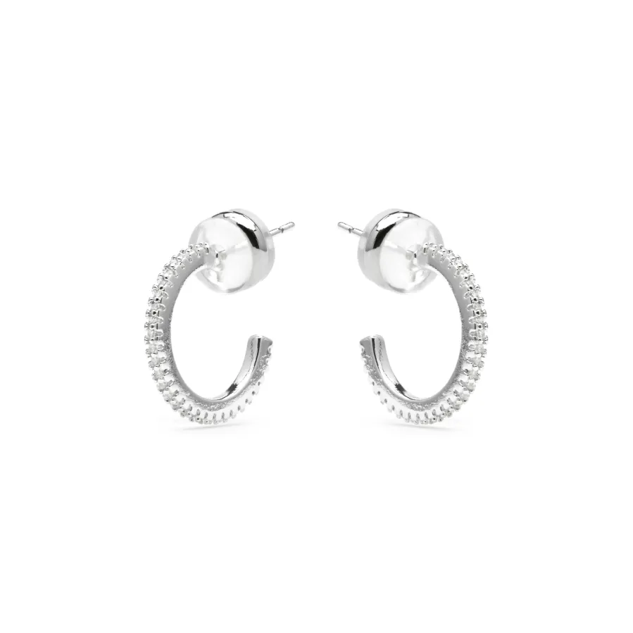 Pendientes de 15mm de diámetro acabado plata y circonita - Azar