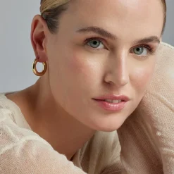 Pendientes de 24mm de diámetro acabado Oro Amarillo 18K - Saura