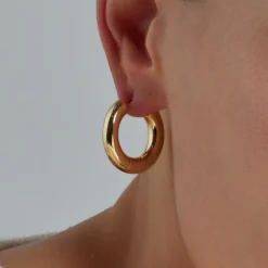 Pendientes de 24mm de diámetro acabado Oro Amarillo 18K - Saura