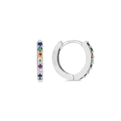 Pendientes de 10mm de Plata de Ley 925 con Circonita Multicolor acabados en rodio - Valarys