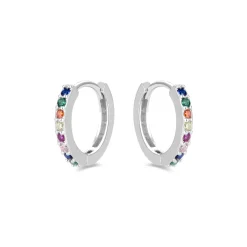 Pendientes de 10mm de Plata de Ley 925 con Circonita Multicolor acabados en rodio - Valarys