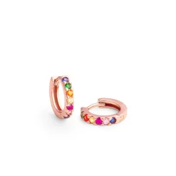 Pendientes de 9mm de Plata de Ley 925 con Circonita Multicolor acabados en rodio - Meri