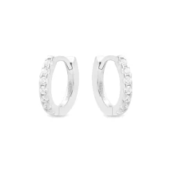 Pendientes de 9mm de Plata de Ley 925 con Circonita Brillante acabados en rodio - Meri