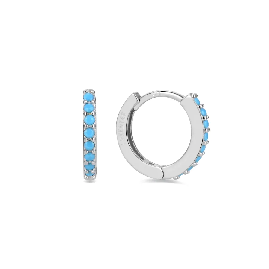 Pendientes de 10mm de Plata de Ley 925 con Turquesa acabados en rodio - Valarys