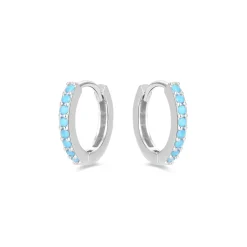 Pendientes de 10mm de Plata de Ley 925 con Turquesa acabados en rodio - Valarys