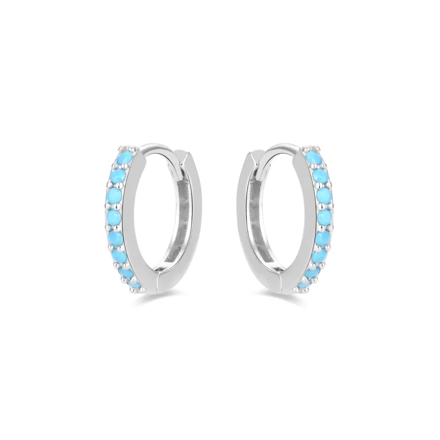 Pendientes de 10mm de Plata de Ley 925 con Turquesa acabados en rodio - Valarys