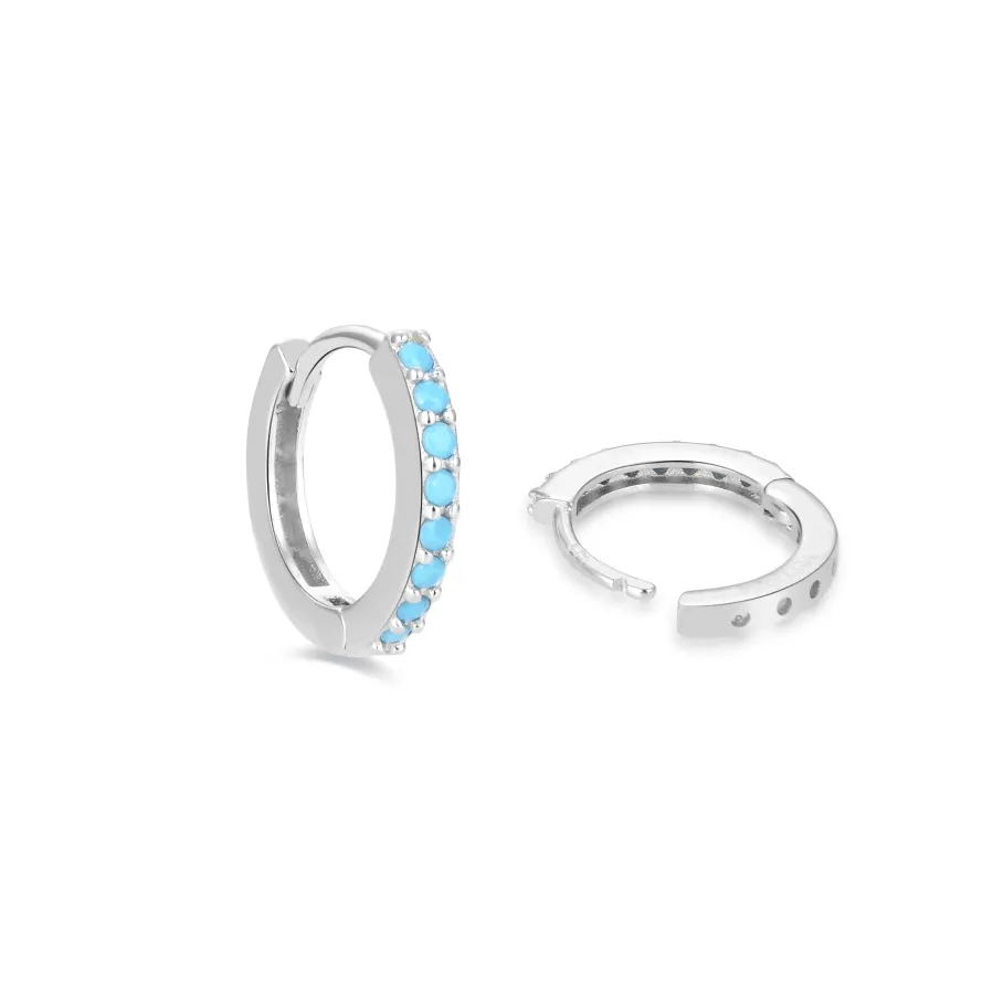 Pendientes de 10mm de Plata de Ley 925 con Turquesa acabados en rodio - Valarys