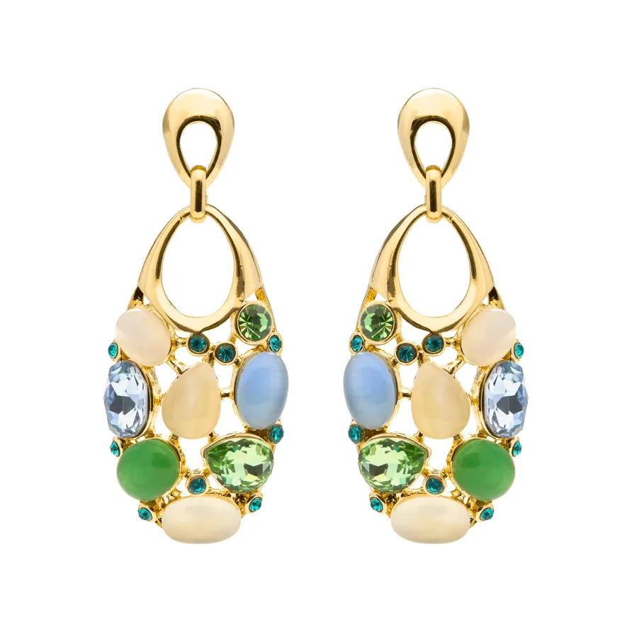 Pendientes de Ojo de Gato Multicolor acabado en oro amarillo 18k - Humawar