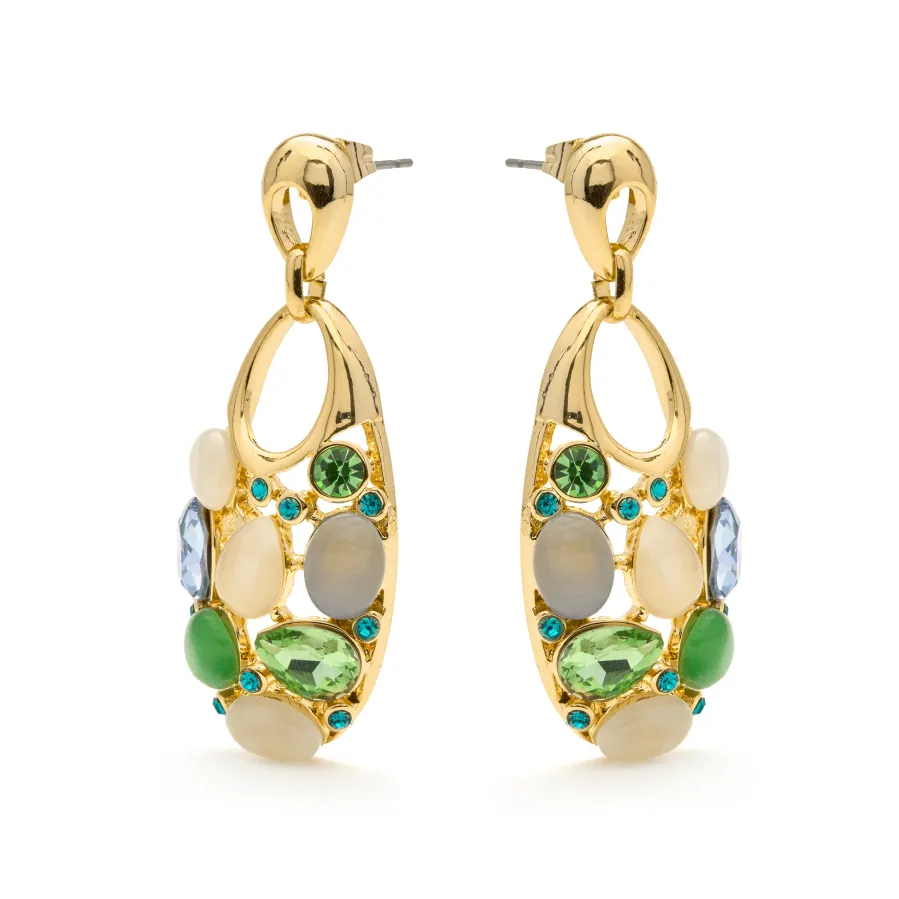 Pendientes de Ojo de Gato Multicolor acabado en oro amarillo 18k - Humawar