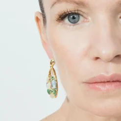 Pendientes de Ojo de Gato Multicolor acabado en oro amarillo 18k - Humawar