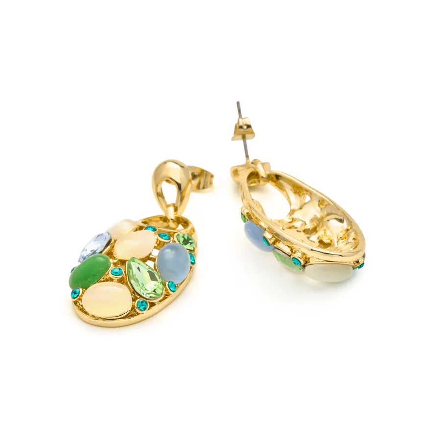 Pendientes de Ojo de Gato Multicolor acabado en oro amarillo 18k - Humawar