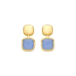 Pendientes de Ojo de Gato Azul acabado en oro amarillo de 18k - Laroi