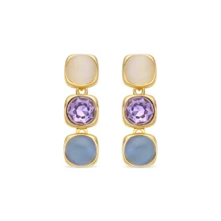 Pendientes de Ojo de Gato Azul acabado en oro amarillo de 18k - Shureo