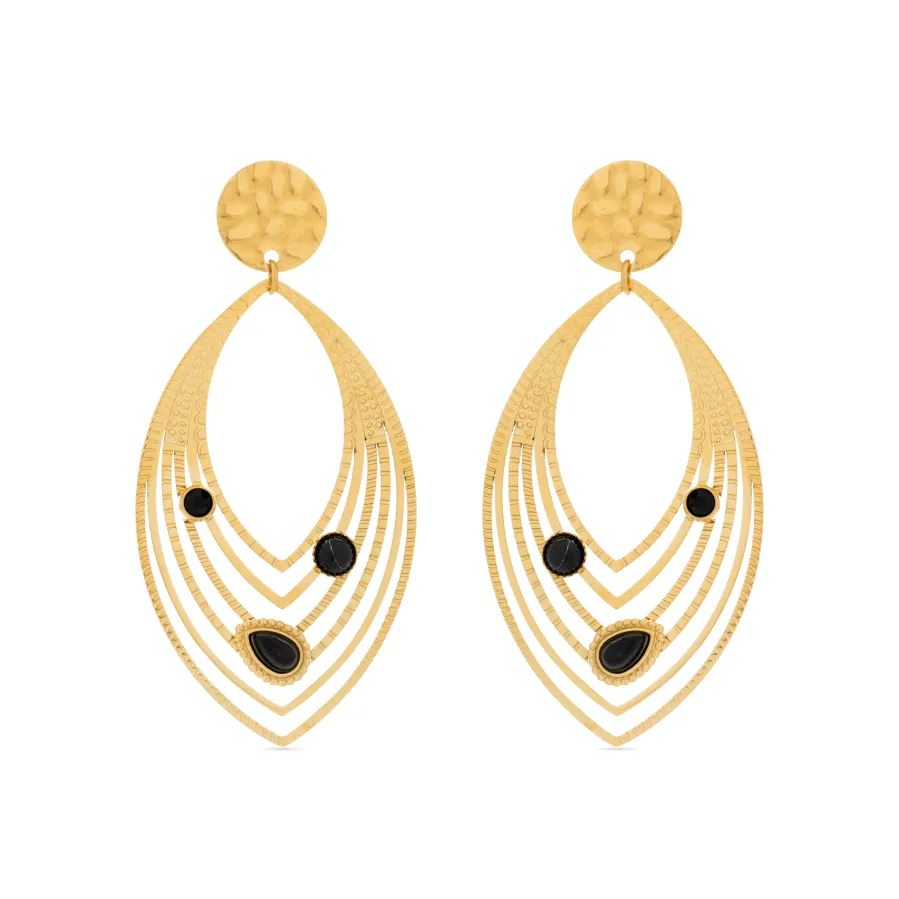 Pendientes de Onix acabados en oro amarillo 18K - Ycoa