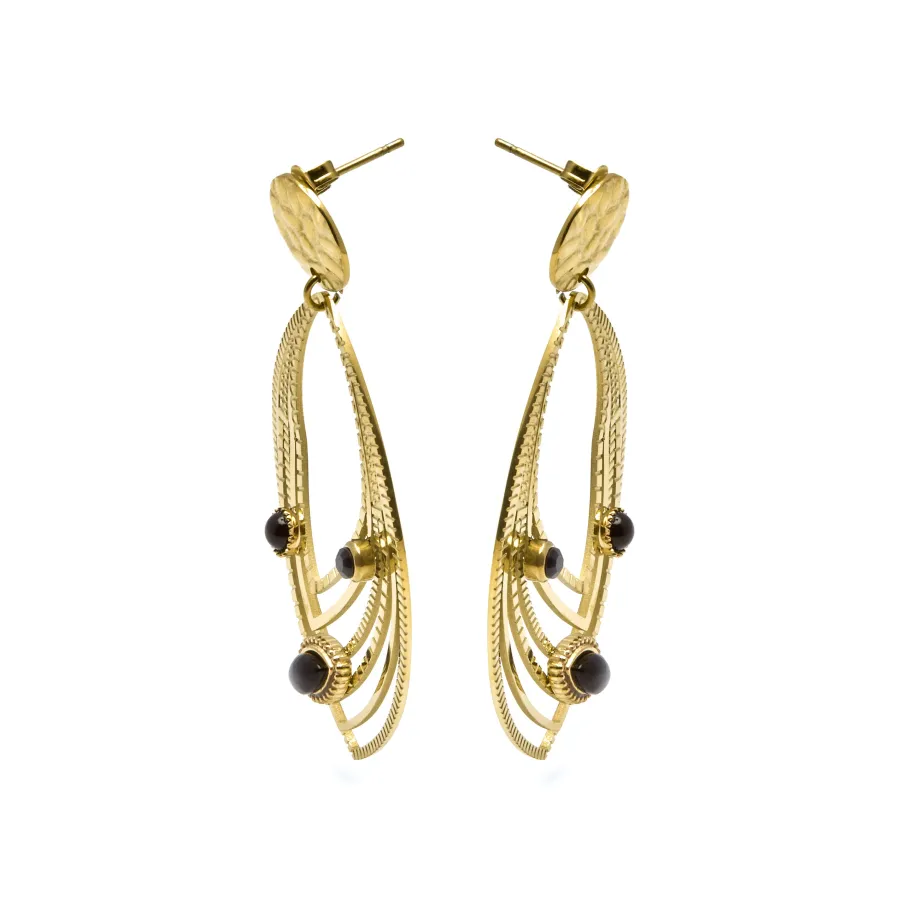 Pendientes de Onix acabados en oro amarillo 18K - Ycoa