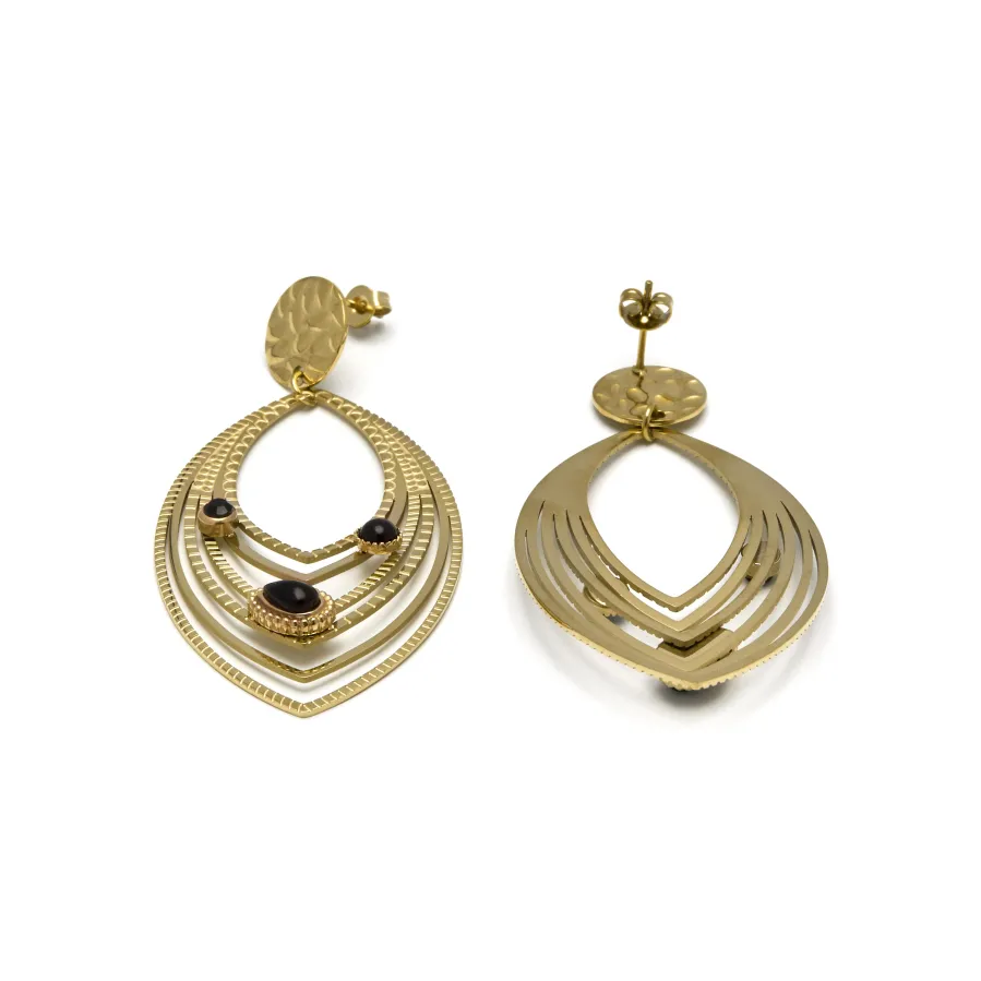 Pendientes de Onix acabados en oro amarillo 18K - Ycoa