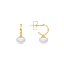 Pendientes de Perla Blanca acabado en oro amarillo de 18k - Hew