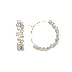 Pendientes de Perla Blanca acabados en oro amarillo 18K - Milba