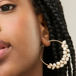 Pendientes de Perla Blanca acabados en oro amarillo 18K - Milba