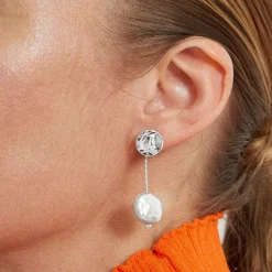 Pendientes de Perla Blanca acabados en rodio - Vidthas