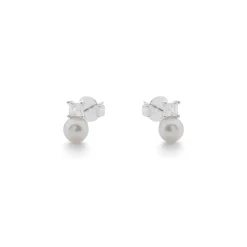 Pendientes de Perla Blanca acabado en Rodio - Shamon