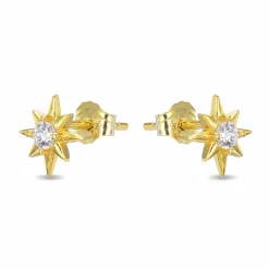 Pendientes de Plata de Ley 925 con Circonita Brillante acabados en oro amarillo 18K - Lialt