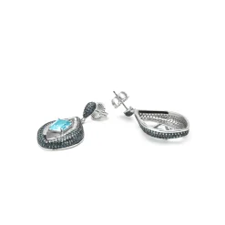 Pendientes de Plata de Ley 925 y Circonita Aguamarina acabado rodio - Nyasain