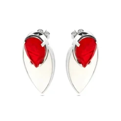 Pendientes de Plata de Ley 925 y Cuarzo Hidrotermal Cereza acabado rodio - Grywi
