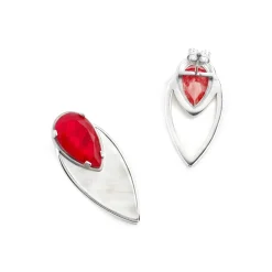 Pendientes de Plata de Ley 925 y Cuarzo Hidrotermal Cereza acabado rodio - Grywi