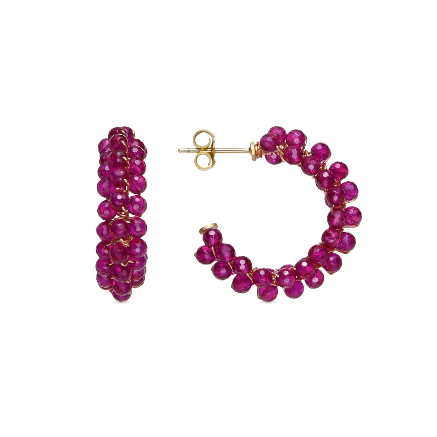 Pendientes de Plata de Ley 925 y Cristal Rosa acabado oro 18k - Siran