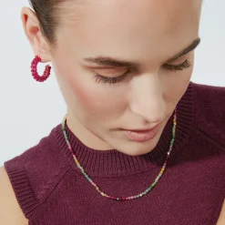 Pendientes de Plata de Ley 925 y Cristal Rosa acabado oro 18k - Siran