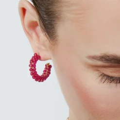 Pendientes de Plata de Ley 925 y Cristal Rosa acabado oro 18k - Siran