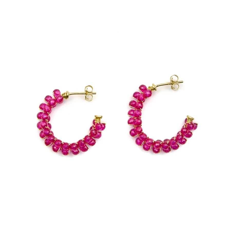 Pendientes de Plata de Ley 925 y Cristal Rosa acabado oro 18k - Siran