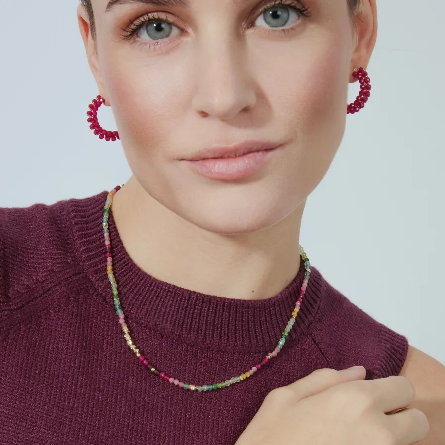 Pendientes de Plata de Ley 925 y Cristal Rosa acabado oro 18k - Siran