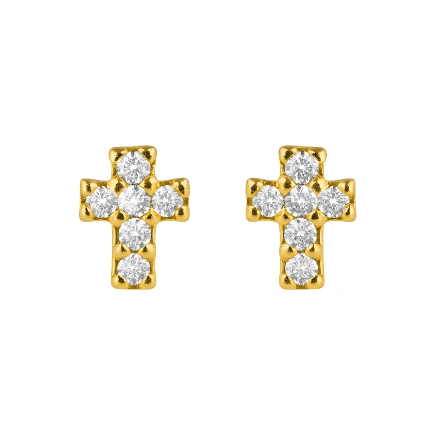 Pendientes de Plata de Ley 925 y Circonita Brillante acabado en oro amarillo 18k - Yide