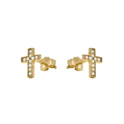 Pendientes de Plata de Ley 925 y Circonita Brillante acabado en oro amarillo 18k - Yide