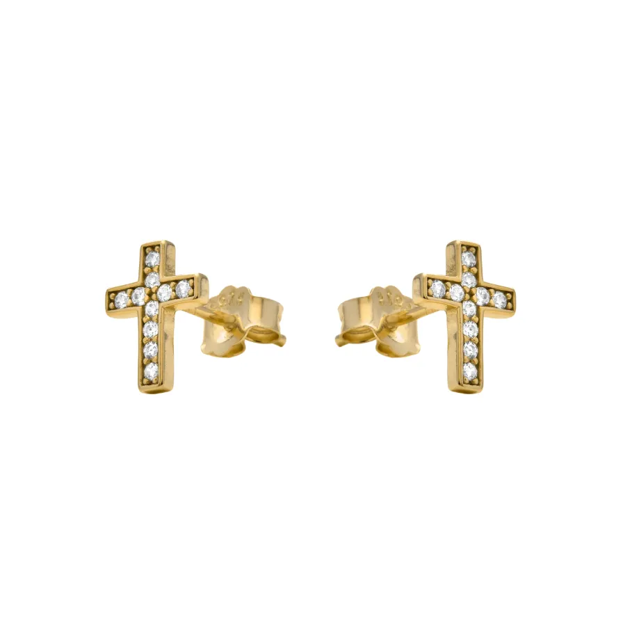 Pendientes de Plata de Ley 925 y Circonita Brillante acabado en oro amarillo 18k - Yide