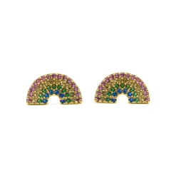 Pendientes de Plata de Ley 925 y Circonita Multicolor acabado en oro amarillo 18k - Nivart